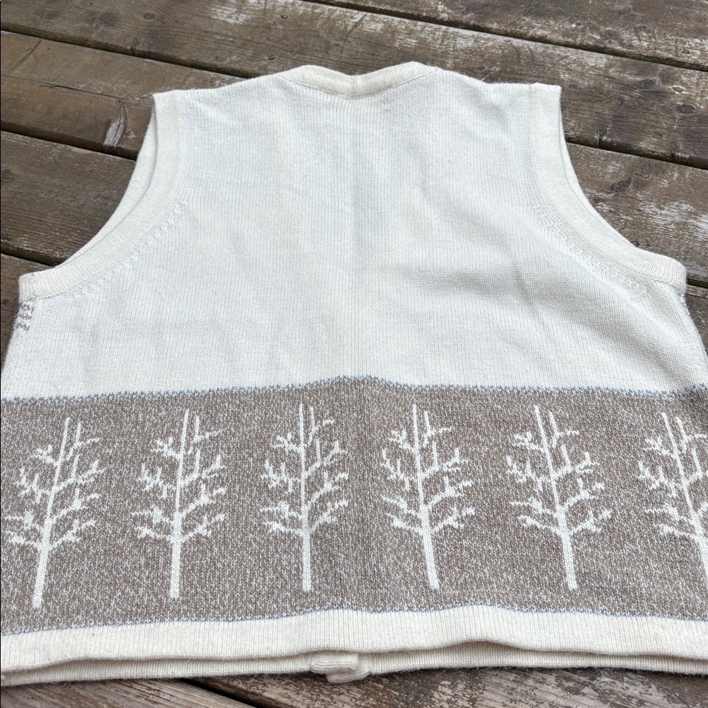 TanJay Cream Knit winter scene vest size M - Picture 5 of 8